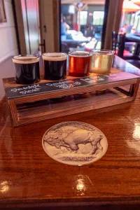 Beer flight with four different brews.