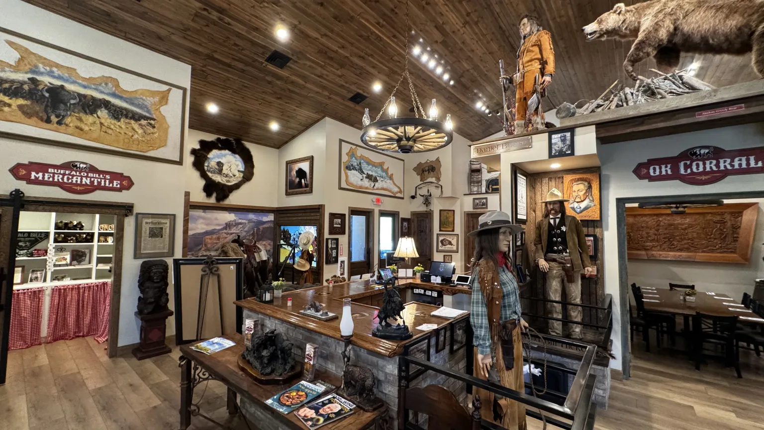 Rustic western-themed store interior with decorations.